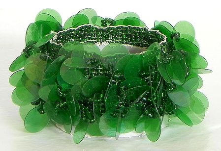 Dark Green Sequin Stretch Bracelet
