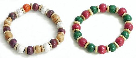 Pair of Colorful Bead Stretch Bracelet