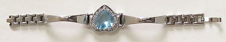 Sweetheart - Blue Stone Studded Heart Shaped Tennis Bracelet