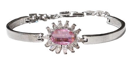 Pink Stone Studded Metal Tennis Bracelet