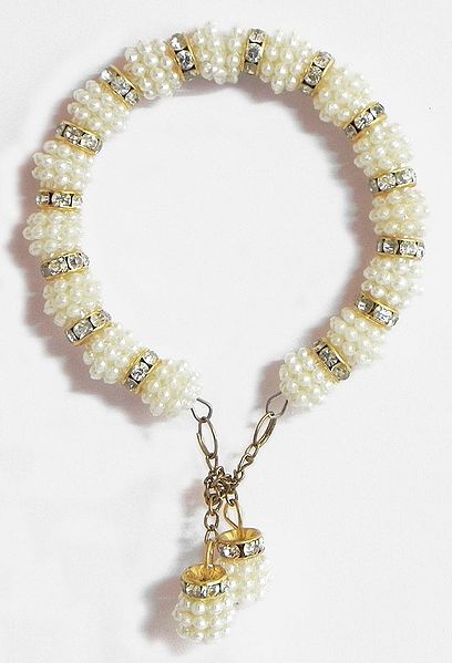 White Beaded Spring Bracelet