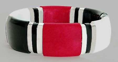 Winter - Red, Black and White Stretch Bracelet