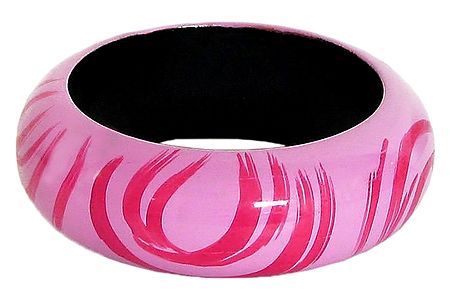 Dark Pink Design on Light Pink Wood Bracelet