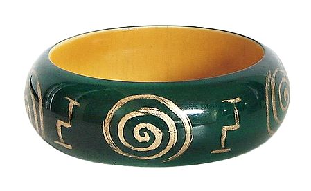 Green with Golden Painted Bangle Bracelet