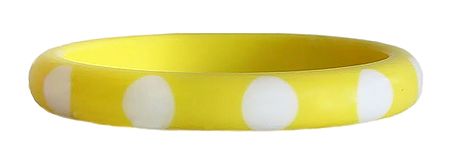 White Dot on Yellow Acrylic Bracelet