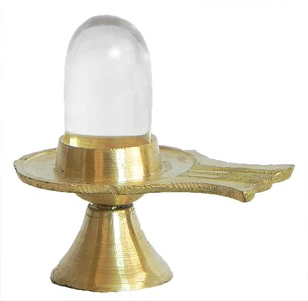 Sphatik Shiva Linga on Brass Base 