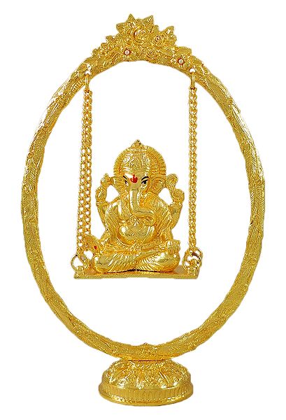Gold Plated Ganesha On a Swing