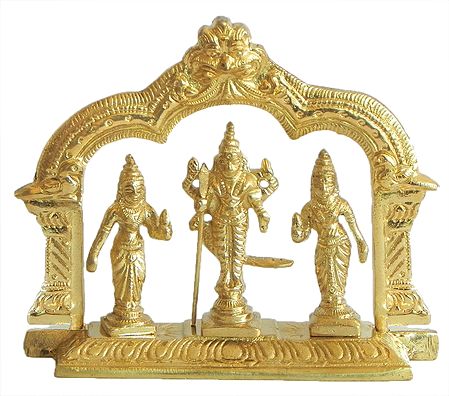 Kartikeya with His Two Wives, Devasena and Valli 