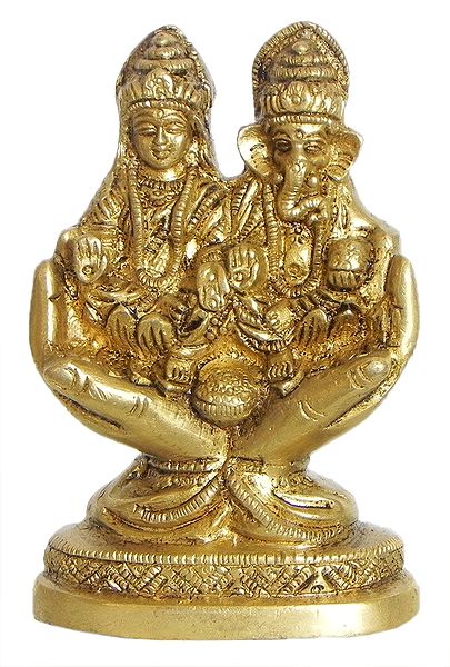 Lakshmi and Ganesh Sitting on Hand
