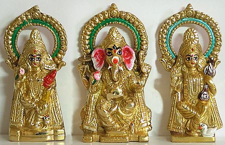 Lakshmi, Ganesh and Saraswati