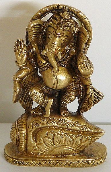 Lord Ganesha Dancing on a Conch