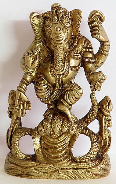 Lord Ganesha Dancing on Serpent Hood