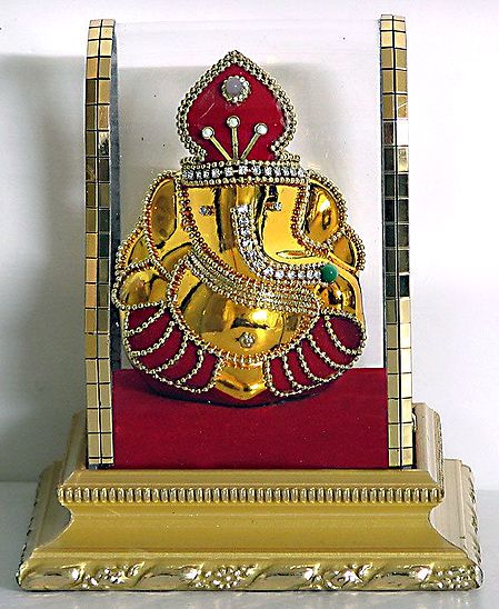 Lord Ganesha - Gold Plated and Encased in Acrylic
