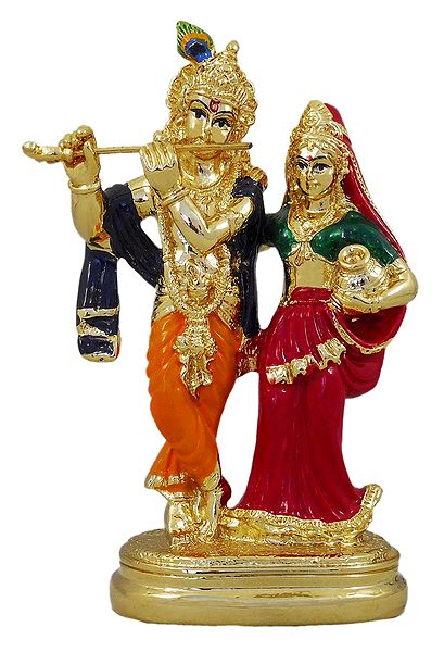 Radha Krishna - Gold Plated Statue
