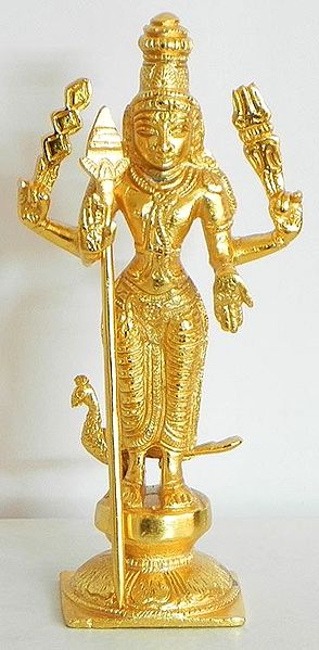 Murugan - Golden Colored Bronze Statue