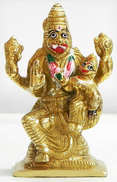 Narasimha Avatar with Lakshmi on His Lap - Incarnation of Vishnu 