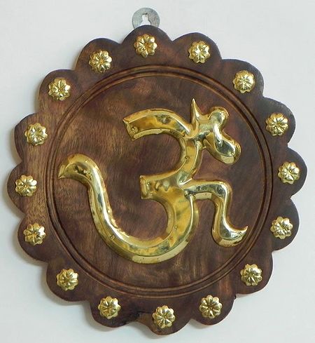 Brass Om on Wood (Wall Hanging)