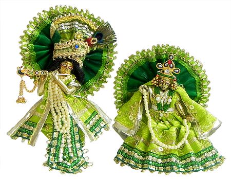 Radha Krishna in Green Dress