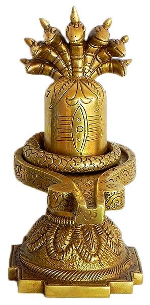 Shiva Linga with Seven Hooded Serpent