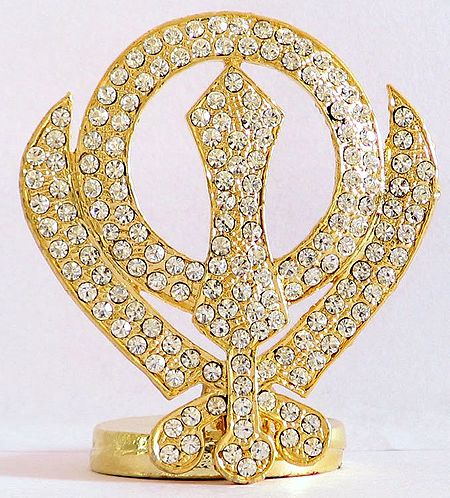 Stone Studded Sikh Symbol - Khanda
