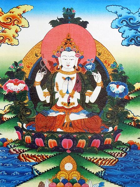 Four-Armed Avalokiteshvara - Thangka Screen Print