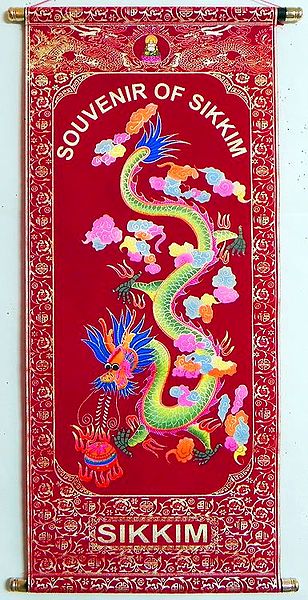 Chinese Dragon - (Tibetan Thangka) Wall Hanging
