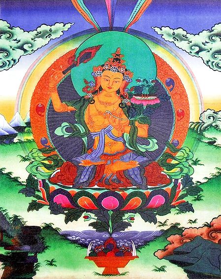 Buddhist Deity Manjushri - Thangka Screen Print