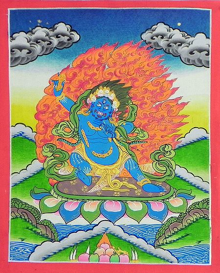 Blue Mahakal - Thangka Painting