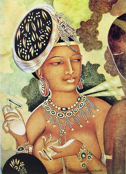 Flying Apsara - Reprint of Ajanta Cave Painting, India