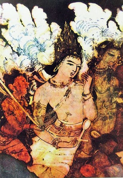 God Indra Celetials (Reprint of Ajanta Cave Painting), India