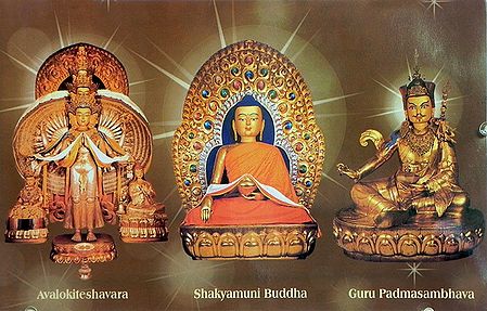Avalokiteshvara,Shakyamuni Buddha,Padmasambhava