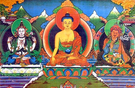 Chenrezig, Medicine Buddha and Padmasambhava