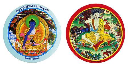 Lord Buddha and White Milarepa - Set of 2 Buddhist Stickers