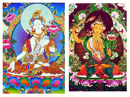 White Tara and Manjushri - Set of 2 Posters