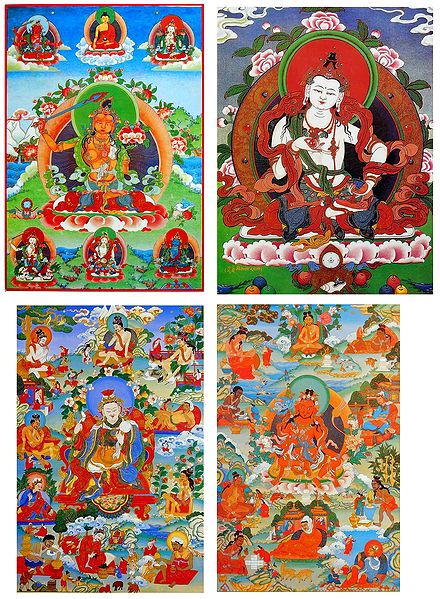Vajrasattva,Manjushree and Manifestations of Padmasambhava - Set of 4 Posters
