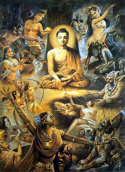 Buddha Resist Enticement Through Meditation