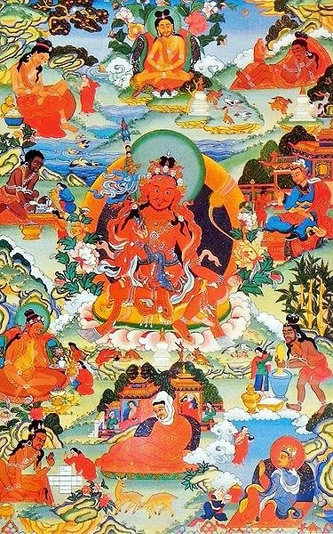 Guru Nyi-ma Od-zer, one of the Manifestations of Padmasambhava, Surrounded by Siddhas of the Vajrayana