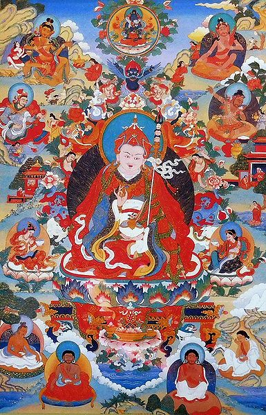 Guru Padma Byung-gnas, one of the Manifestations of Padmasambhava, Surrounded by Siddhas of the Vajrayana