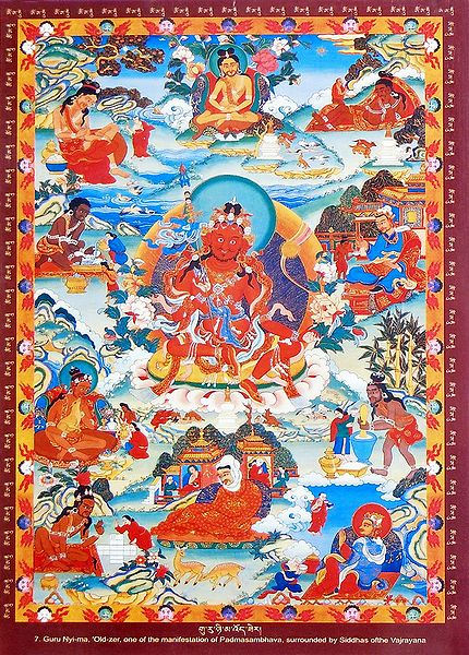Guru Nyi-ma, 'Old-zer - One of the Manifestation of Padmasambhava, Surrounded by Siddhas of the Vajrayana