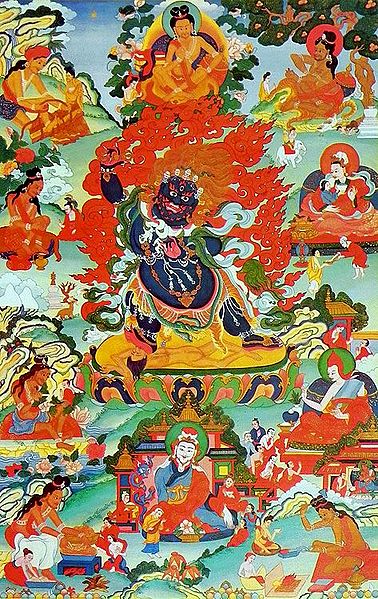 Guru Seng-gesGra-sgrogs, one of the Manifestations of Padmasambhava, Surrounded by Siddhas of the Vajrayana