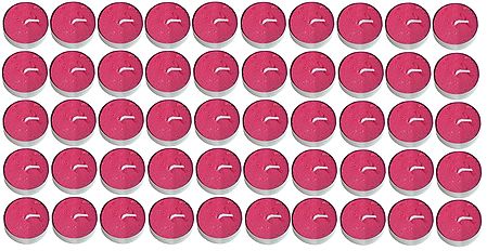 Set of Fifty Smokeless Rose Aromatic Tealight  Red Wax Candles in Aluminium Containers
