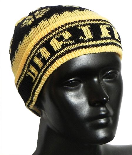 Yellow and Black Ladies Woolen Cap