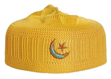 Yellow Knitted Muslim Prayer Cap