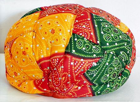 Rajasthani Pre Stitched Tie and Dye Multicolor Turban