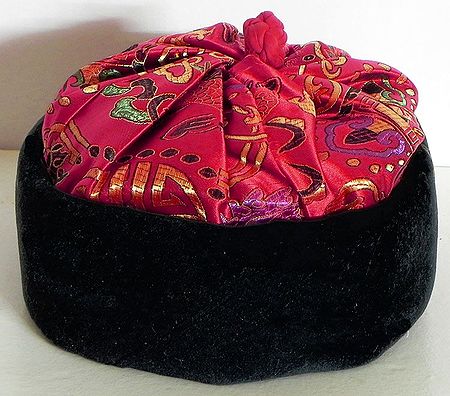 Red and Black Sikkimese Lepcha Cap