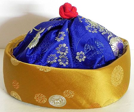 Golden and Blue Sikkimese Lepcha Cap