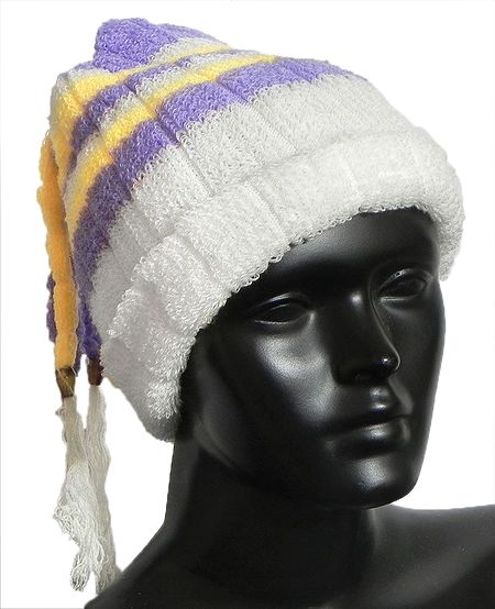 White, Purple and Yellow Ladies Woollen Cap