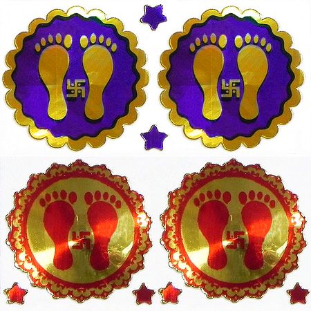 Set of Four Sticker Foot Prints of Goddess Lakshmi
