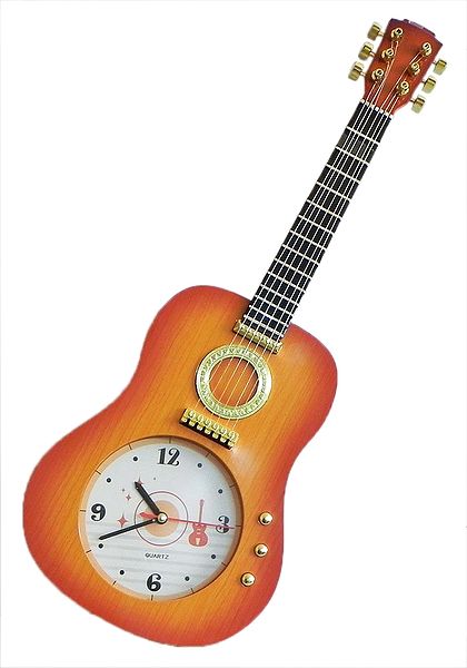 Battery Operated Wall Clock in a Plastic Guitar - Wall Hanging