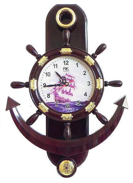 Battery Operated Wall Clock in a Plastic Ship Anchor - Wall Hanging